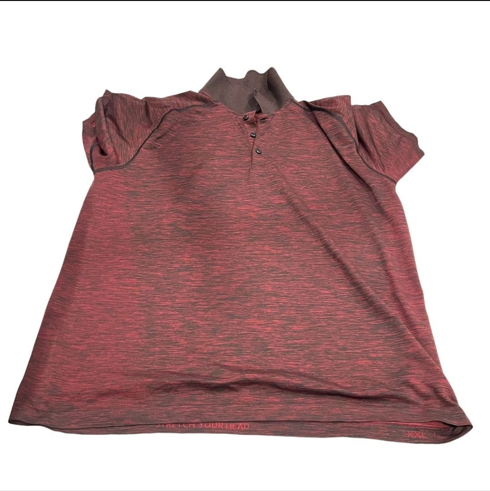 Lululemon Metal Vent Tech Polo 2.0 Maroon Black Space Dye Mens XXL Shirt